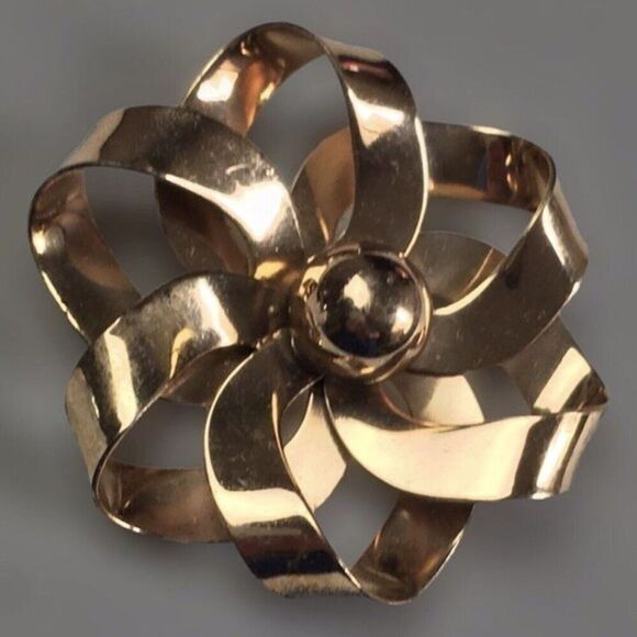 Estate Vintage Napier Gold Plated Sterling Silver Bow Brooch Signed 22g 925 - Picture 2 of 8